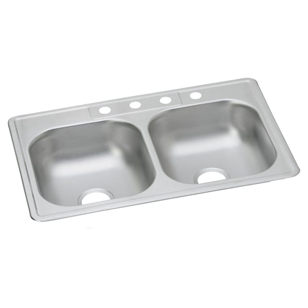 Dayton Stainless Steel 33 X 22 X 6-9/16 Equal Double Bowl Top Mount Sink